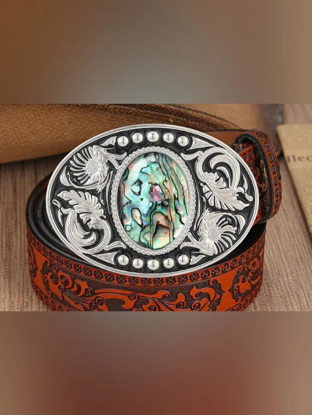 New beautiful abalone Floral Swirl Western belt buckle